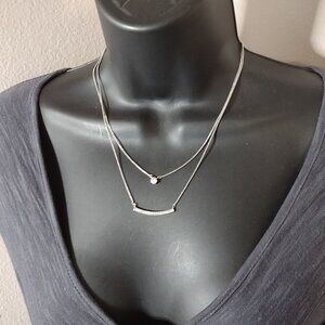 17.5 Inch 2 Layer Silver Tone JNY Necklace